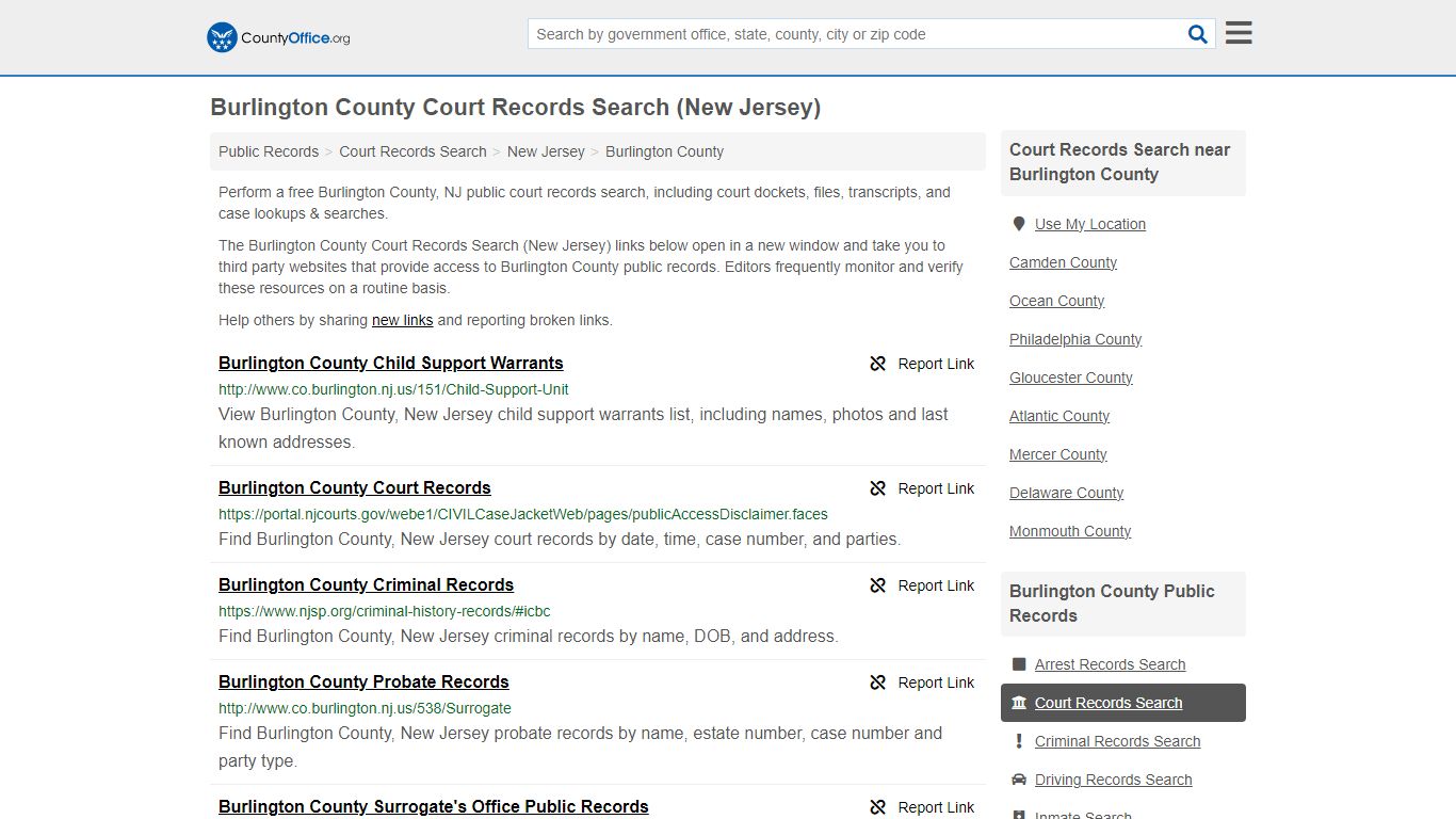 Court Records Search - Burlington County, NJ (Adoptions, Criminal ...
